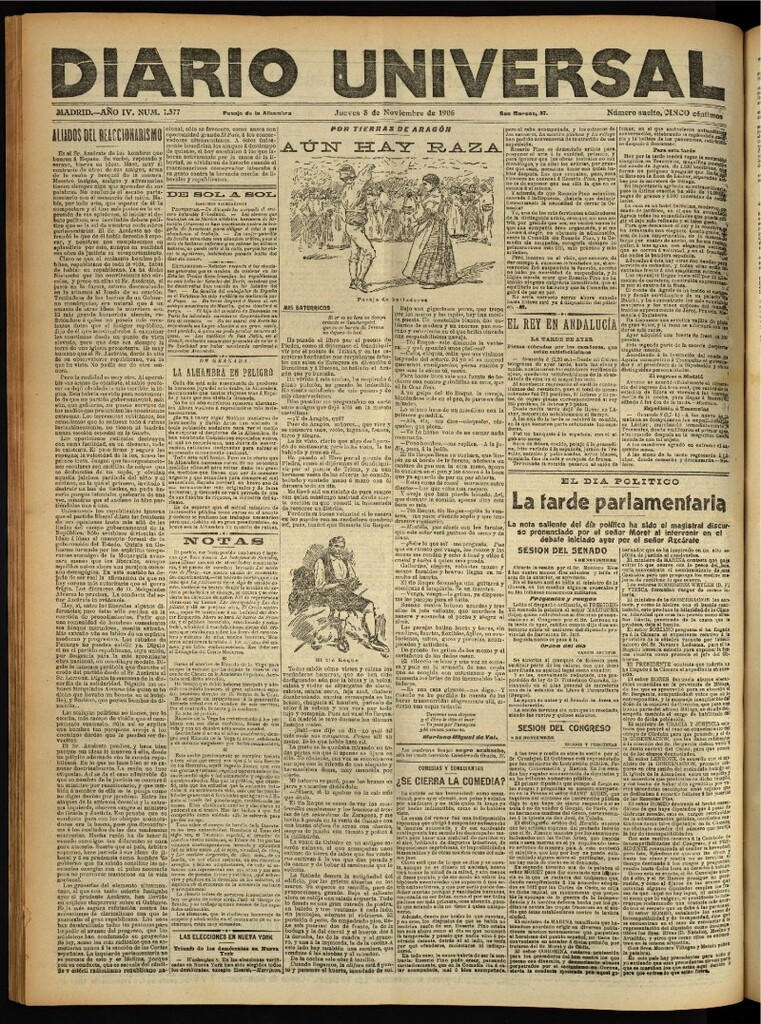 Miniatura de Diario Universal del 8 de noviembre de 1906, edición de noche