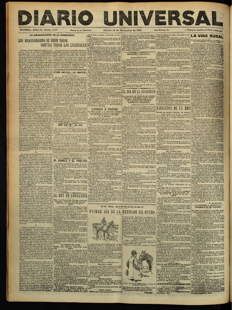 Miniatura de Diario Universal del 10 de noviembre de 1906, edición de tarde