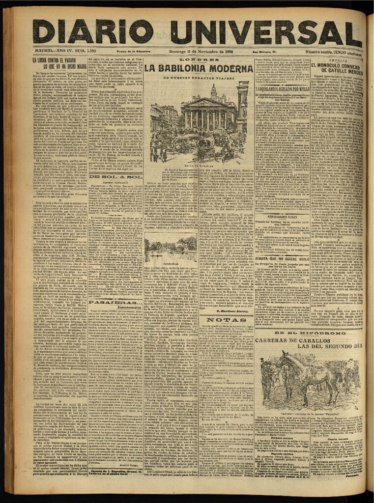 Miniatura de Diario Universal del 11 de noviembre de 1906, edición de noche