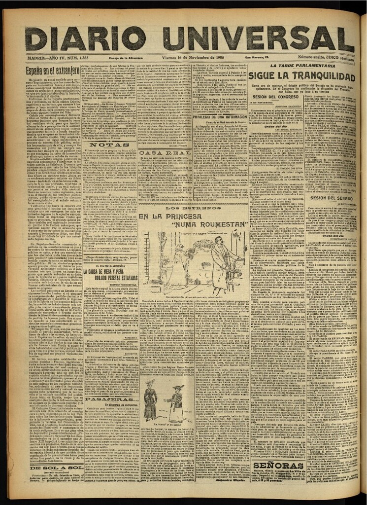 Miniatura de Diario Universal del 16 de noviembre de 1906, edición de noche