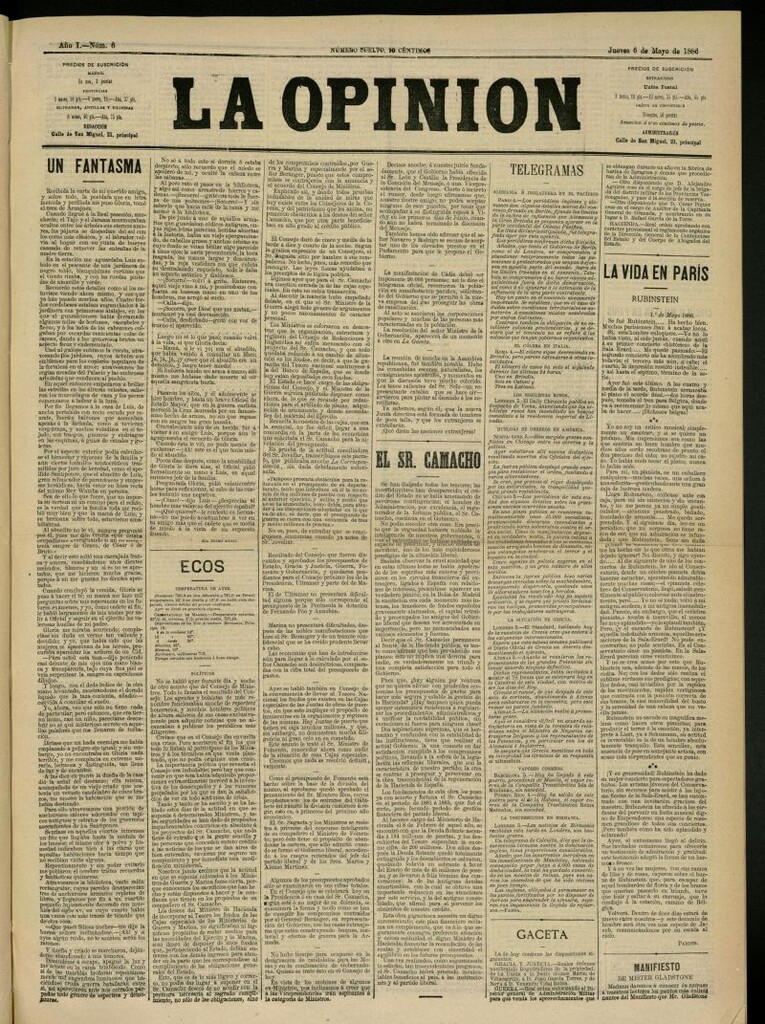 Miniatura de La Opinión del 6 de mayo de 1886, nº 6