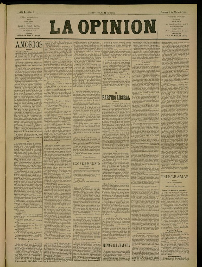 Miniatura de La Opinión del 9 de mayo de 1886, nº 9