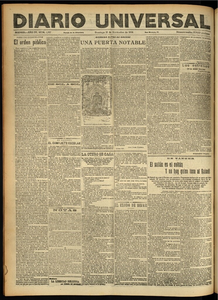 Miniatura de Diario Universal del 18 de noviembre de 1906, edición de noche