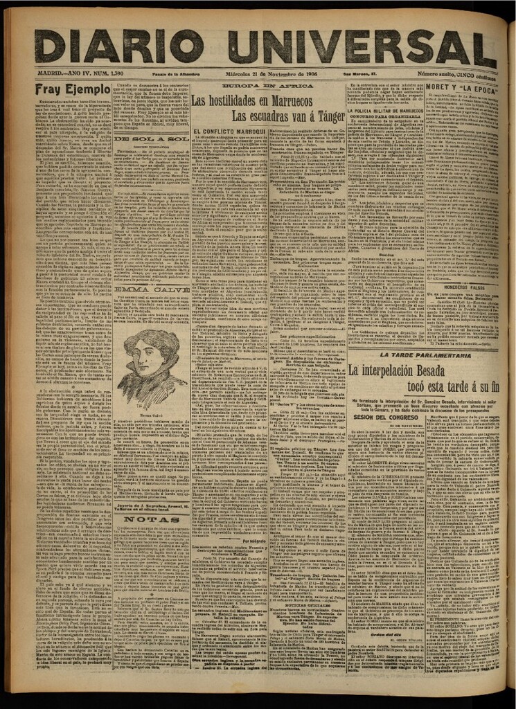Miniatura de Diario Universal del 21 de noviembre de 1906, edición de noche