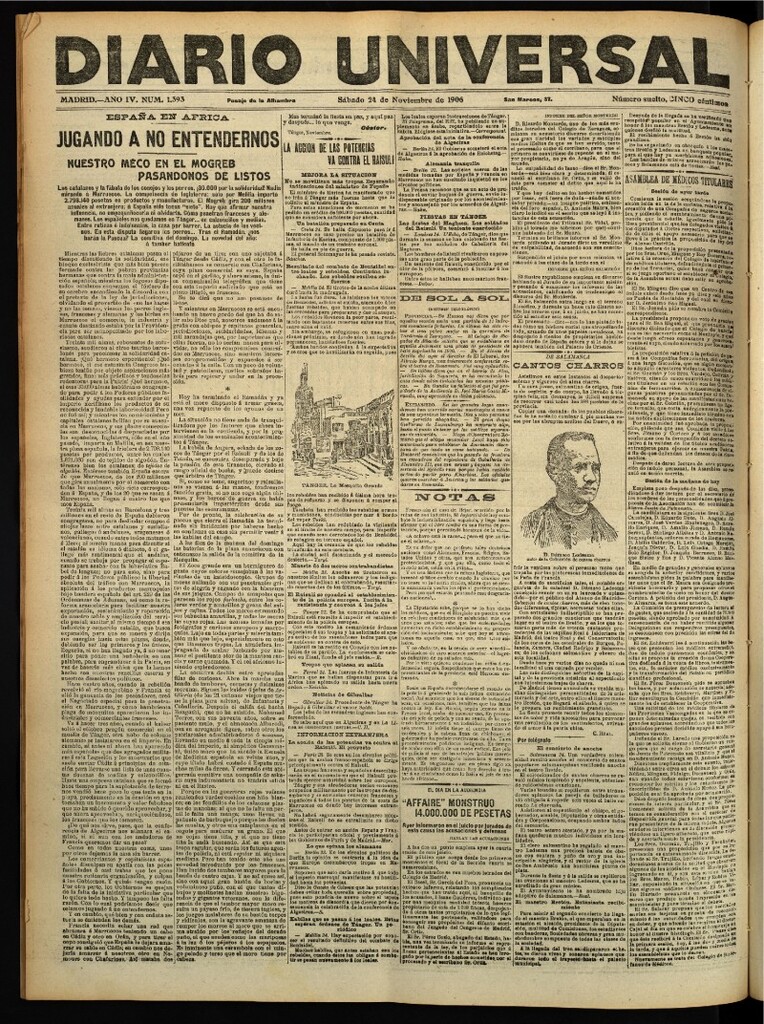 Miniatura de Diario Universal del 24 de noviembre de 1906, edición de tarde