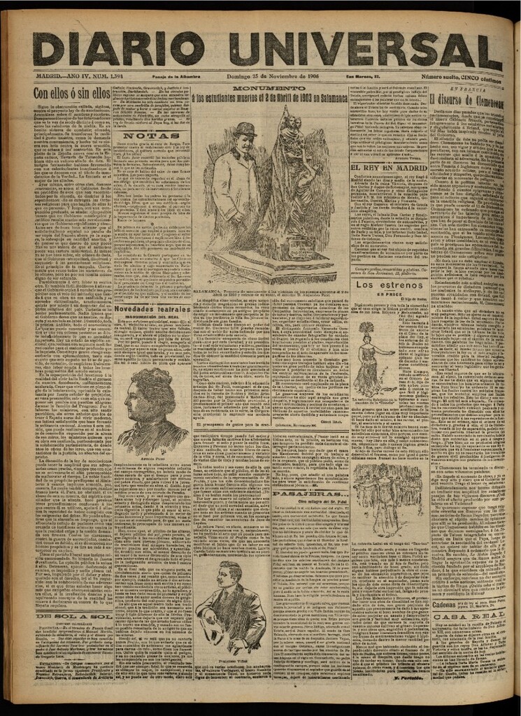 Miniatura de Diario Universal del 25 de noviembre de 1906, edición de noche
