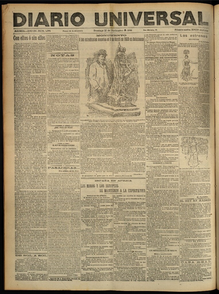 Miniatura de Diario Universal del 25 de noviembre de 1906, edición de tarde