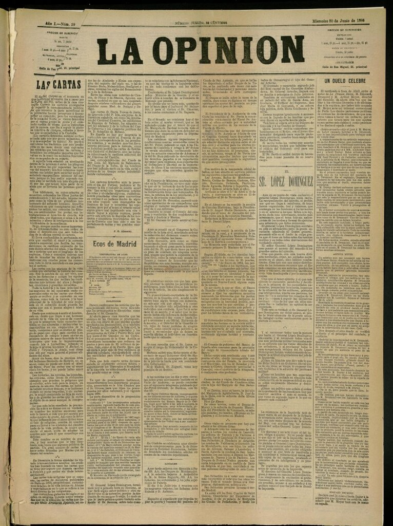 Miniatura de La Opinión del 30 de junio de 1886, nº 59