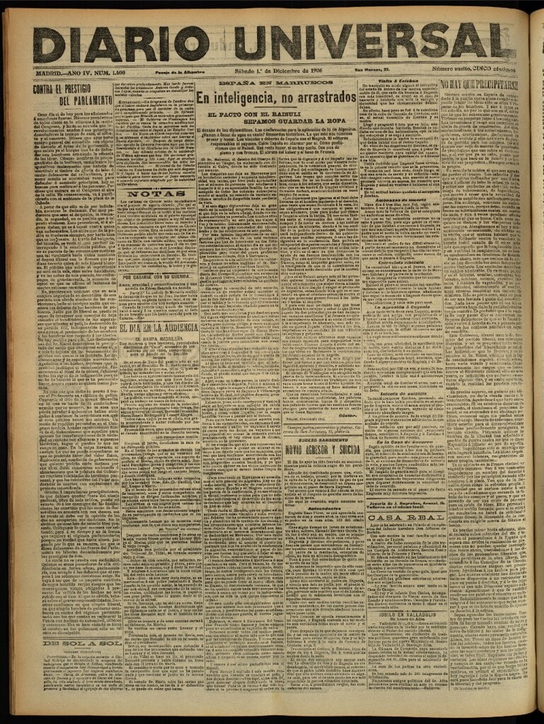 Miniatura de Diario Universal del 1 de diciembre de 1906, edición de tarde