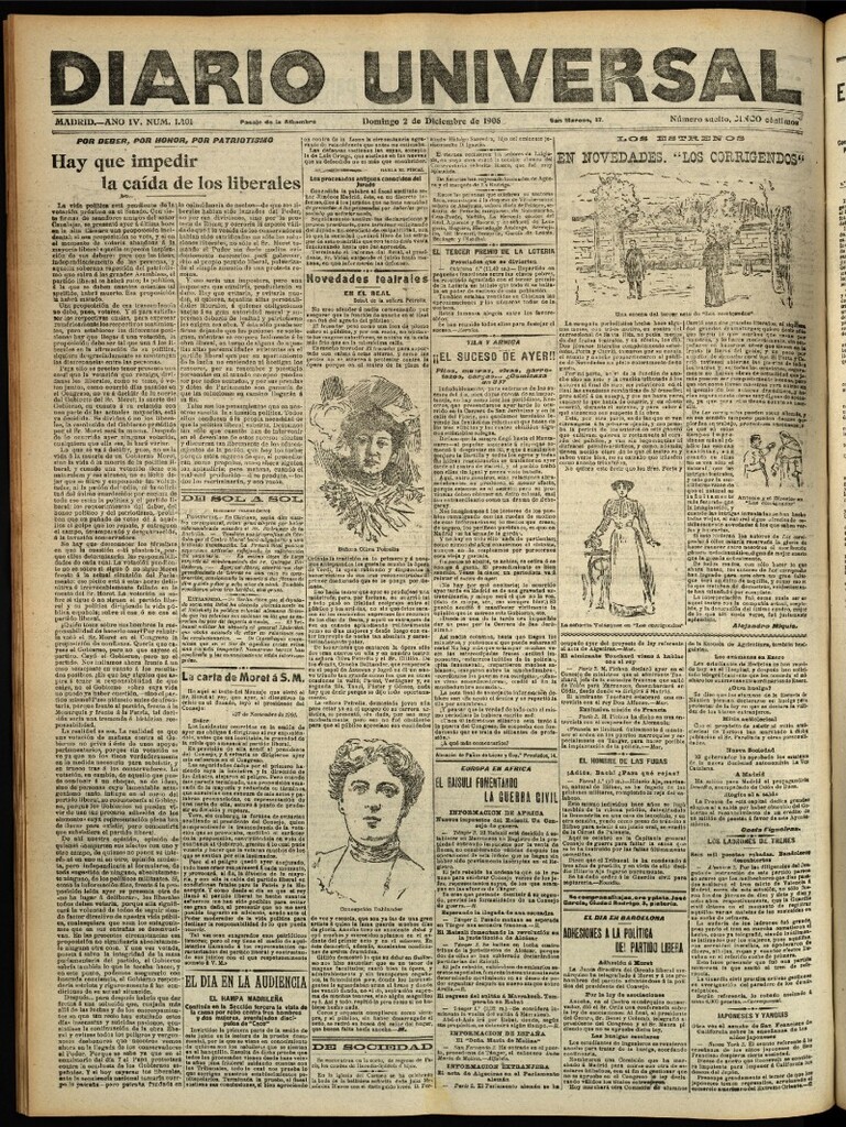 Miniatura de Diario Universal del 2 de diciembre de 1906, edición de tarde