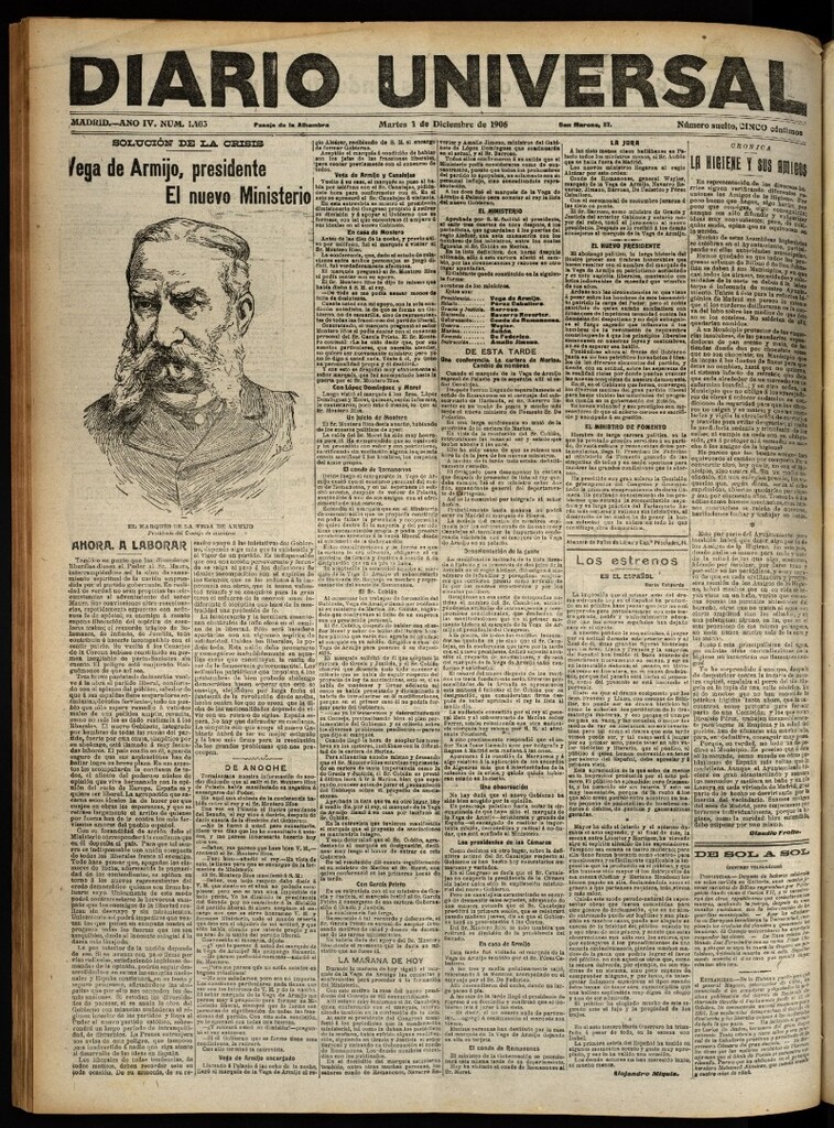Miniatura de Diario Universal del 4 de diciembre de 1906, edición de noche