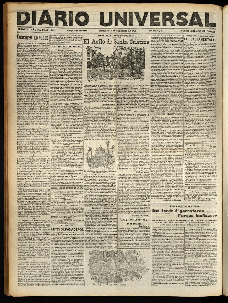 Miniatura de Diario Universal del 5 de diciembre de 1906, edición de noche