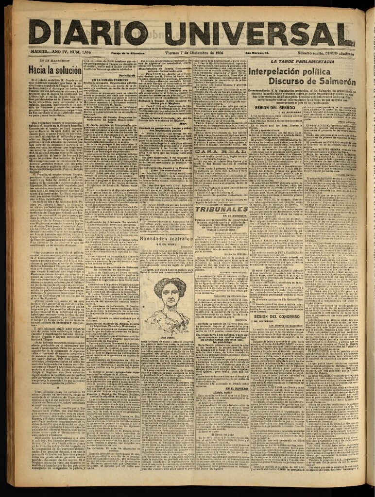 Miniatura de Diario Universal del 7 de diciembre de 1906, edición de noche