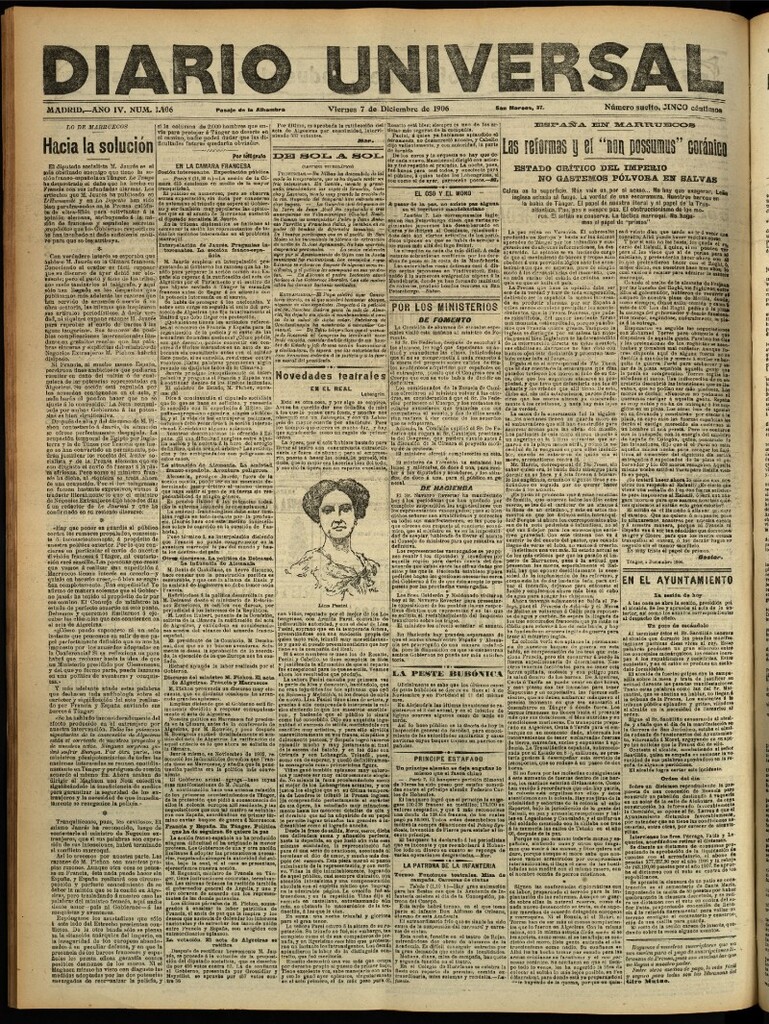Miniatura de Diario Universal del 7 de diciembre de 1906, edición de tarde