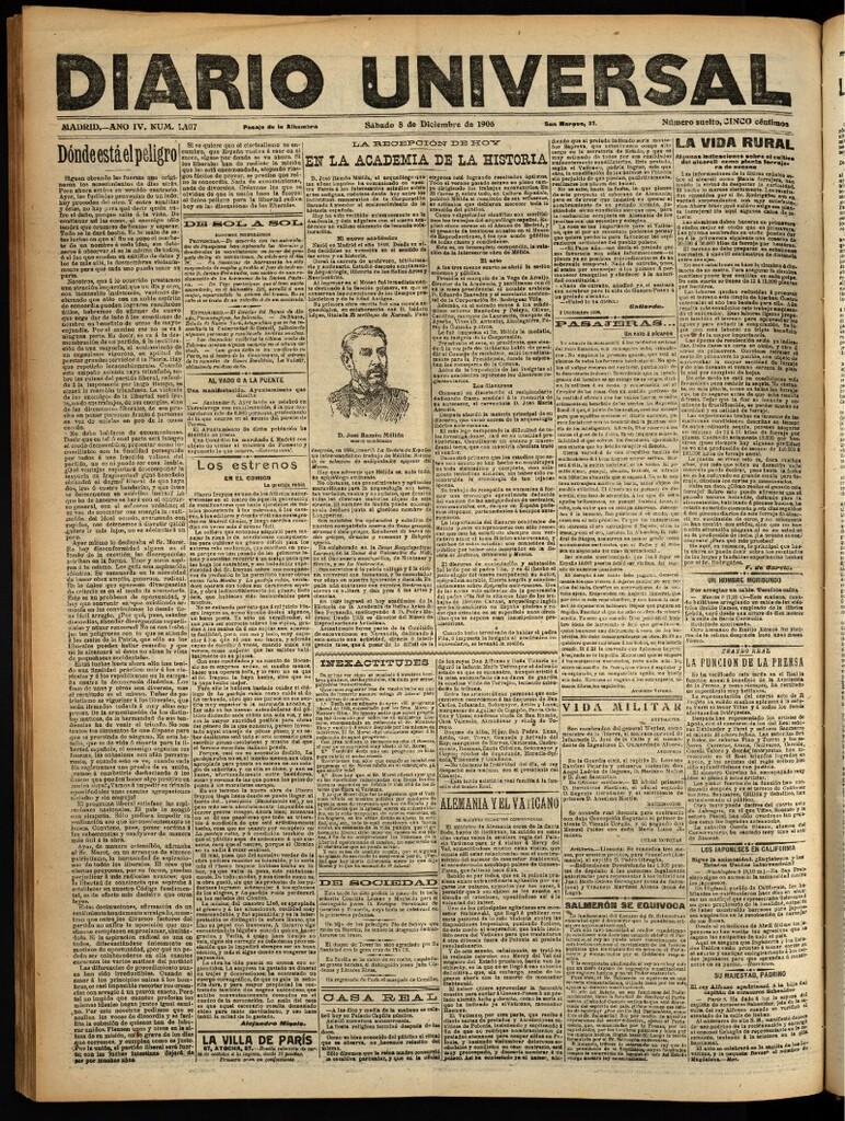 Miniatura de Diario Universal del 8 de diciembre de 1906, edición de noche