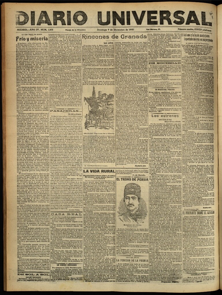 Miniatura de Diario Universal del 9 de diciembre de 1906, edición de tarde