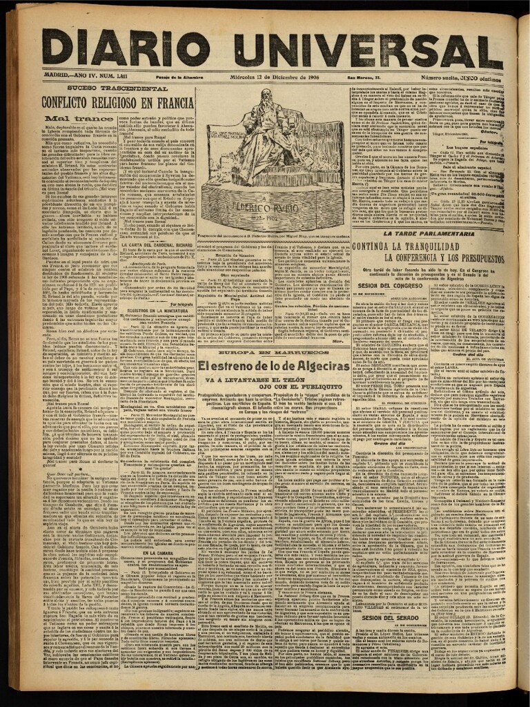 Miniatura de Diario Universal del 12 de diciembre de 1906, edición de noche