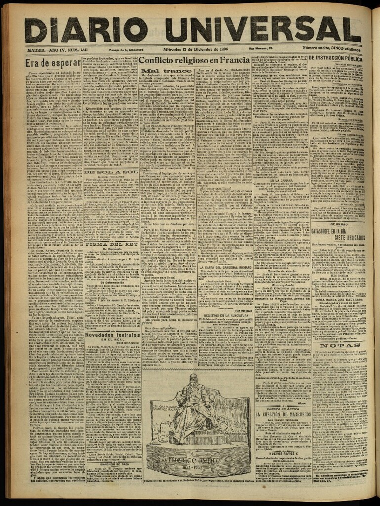 Miniatura de Diario Universal del 12 de diciembre de 1906, edición de tarde