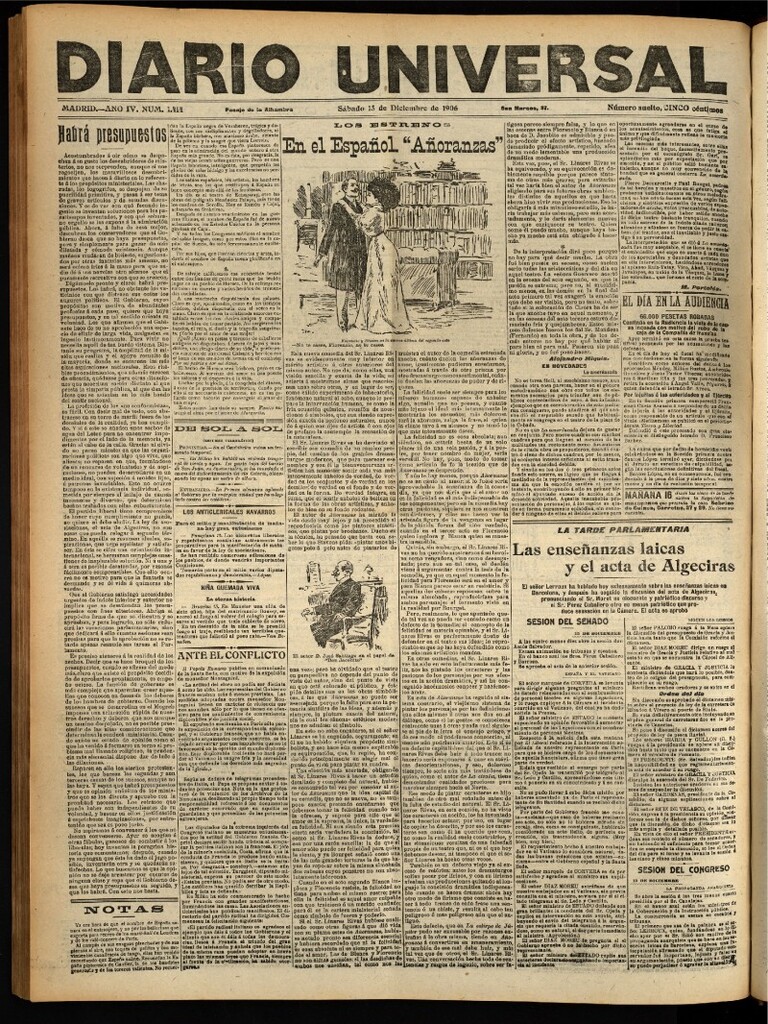Miniatura de Diario Universal del 15 de diciembre de 1906, edición de noche