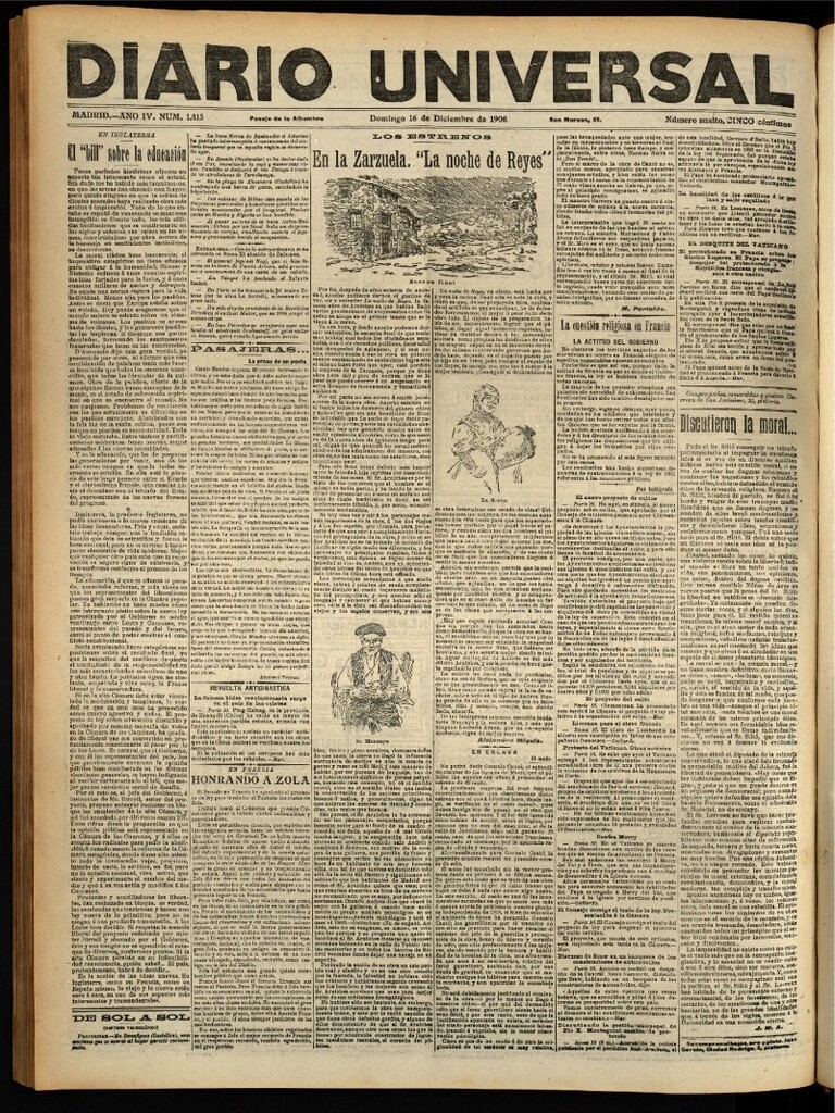 Miniatura de Diario Universal del 16 de diciembre de 1906, edición de noche