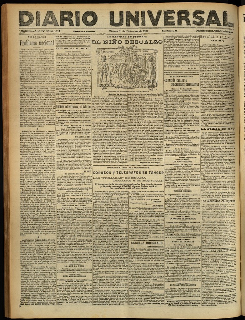 Miniatura de Diario Universal del 21 de diciembre de 1906, edición de tarde