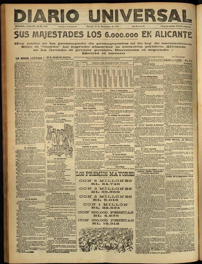 Miniatura de Diario Universal del 22 de diciembre de 1906, edición de tarde