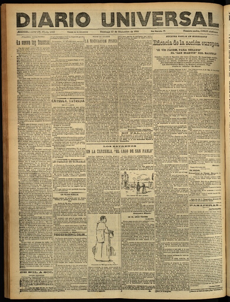 Miniatura de Diario Universal del 23 de diciembre de 1906, edición de tarde