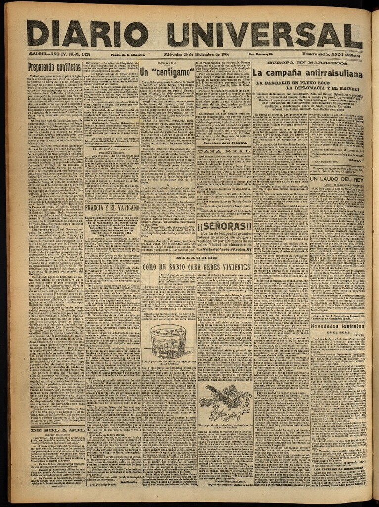 Miniatura de Diario Universal del 26 de diciembre de 1906, edición de noche