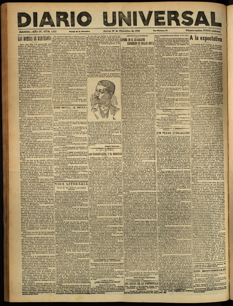Miniatura de Diario Universal del 27 de diciembre de 1906, edición de tarde