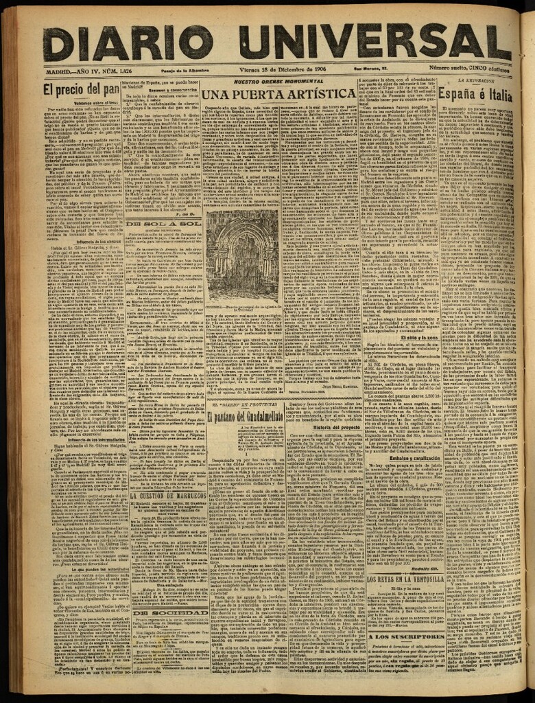 Miniatura de Diario Universal del 28 de diciembre de 1906, edición de tarde