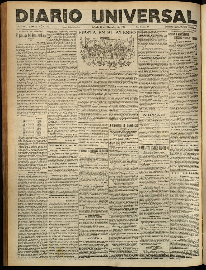 Miniatura de Diario Universal del 29 de diciembre de 1906, edición de tarde