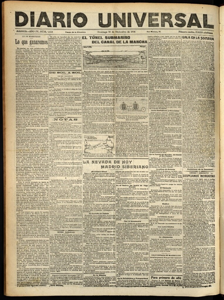 Miniatura de Diario Universal del 30 de diciembre de 1906, edición de noche