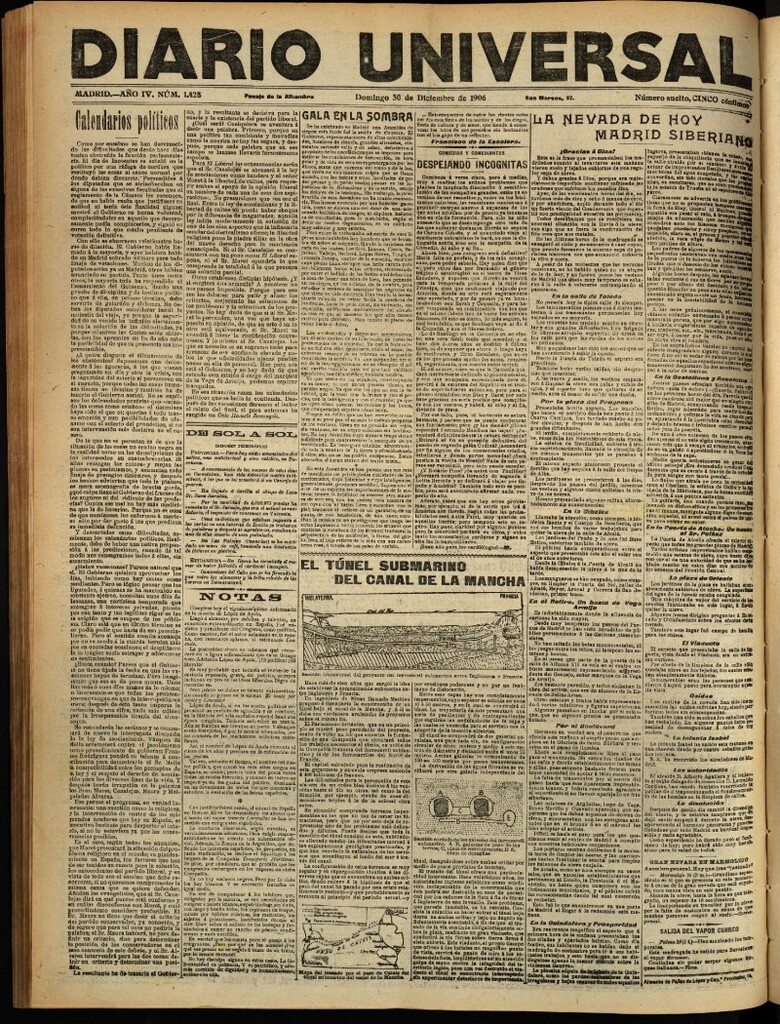 Miniatura de Diario Universal del 30 de diciembre de 1906, edición de tarde