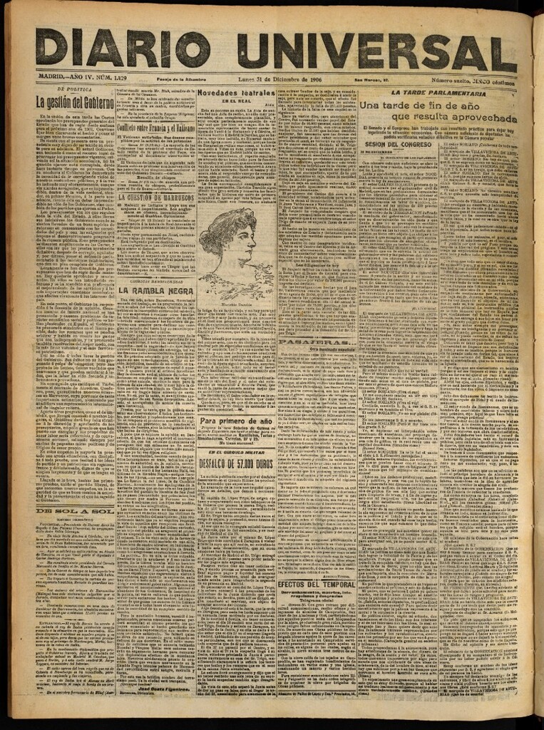 Miniatura de Diario Universal del 31 de diciembre de 1906, edición de noche