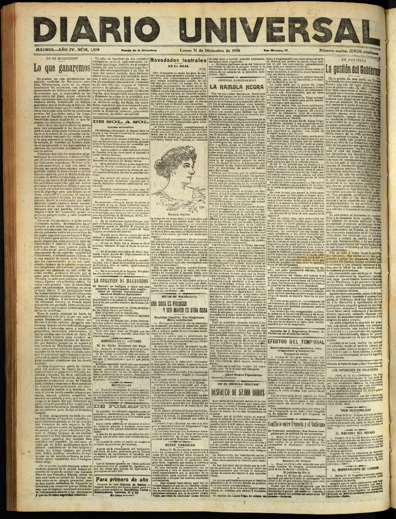 Miniatura de Diario Universal del 31 de diciembre de 1906, edición de tarde
