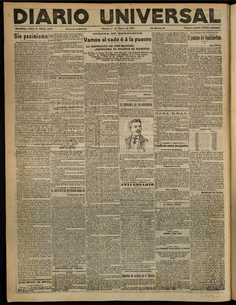 Miniatura de Diario Universal del 1 de enero de 1907, edición de noche