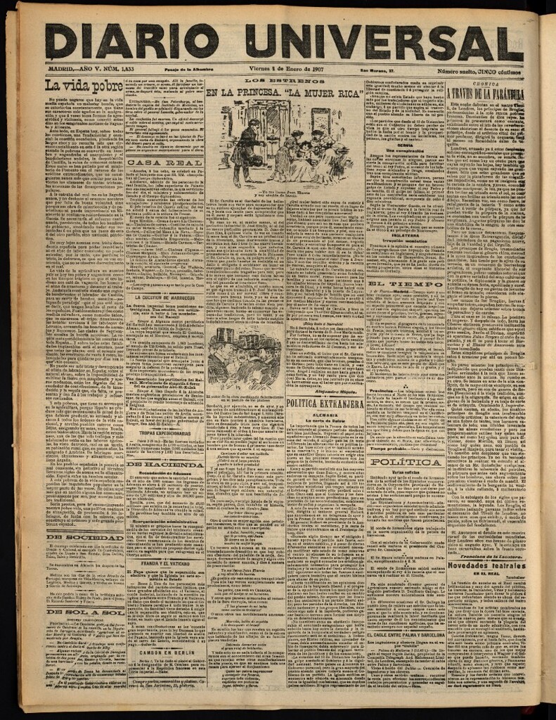 Miniatura de Diario Universal del 4 de enero de 1907, edición de tarde