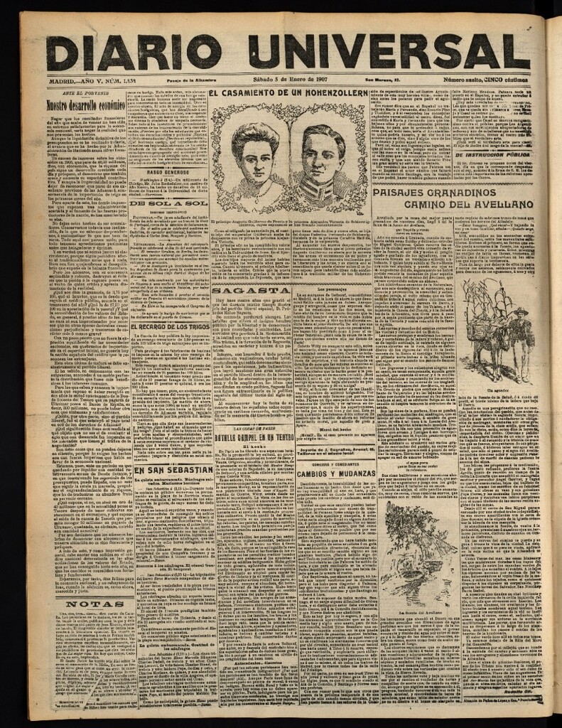 Miniatura de Diario Universal del 5 de enero de 1907, edición de tarde