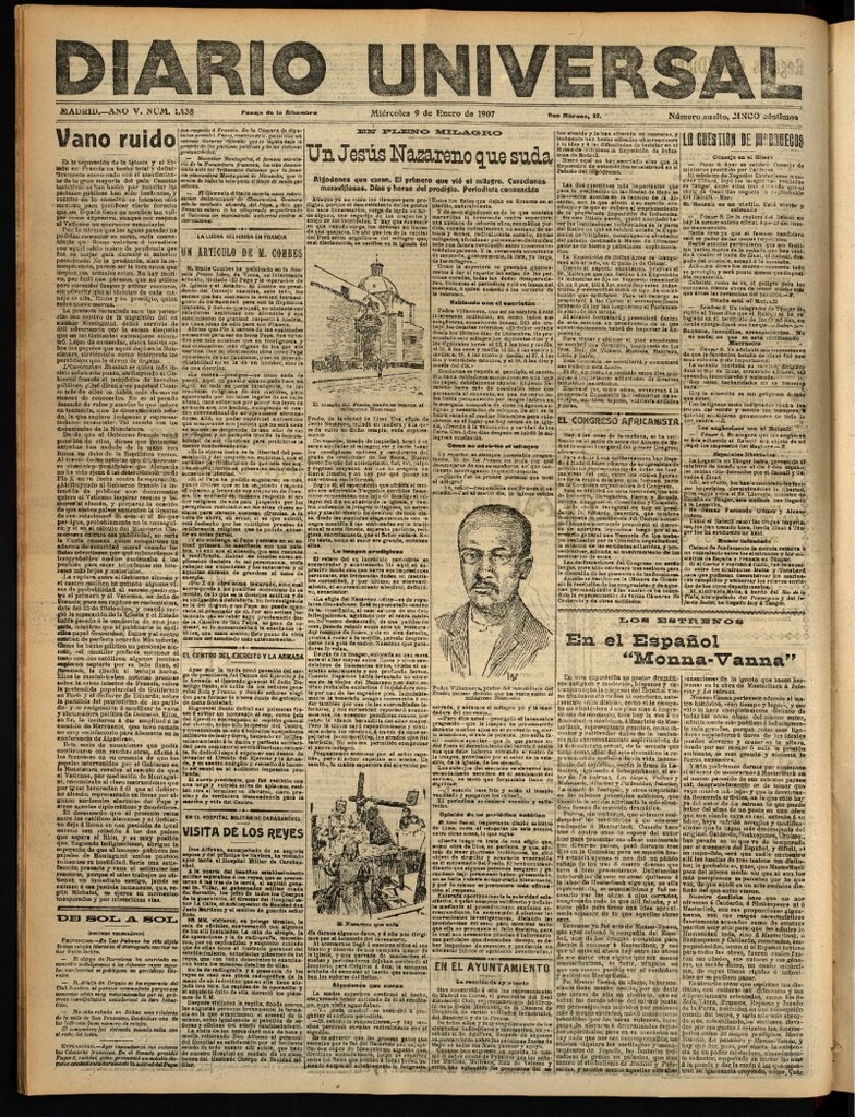Miniatura de Diario Universal del 9 de enero de 1907, edición de tarde