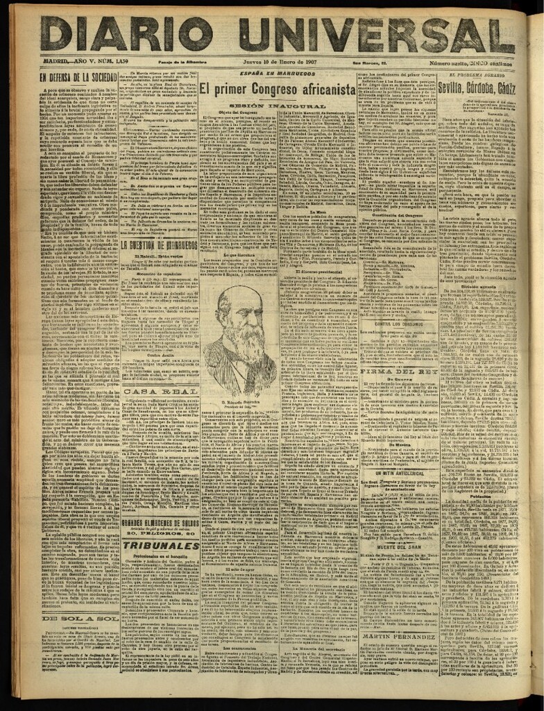 Miniatura de Diario Universal del 10 de enero de 1907, edición de tarde