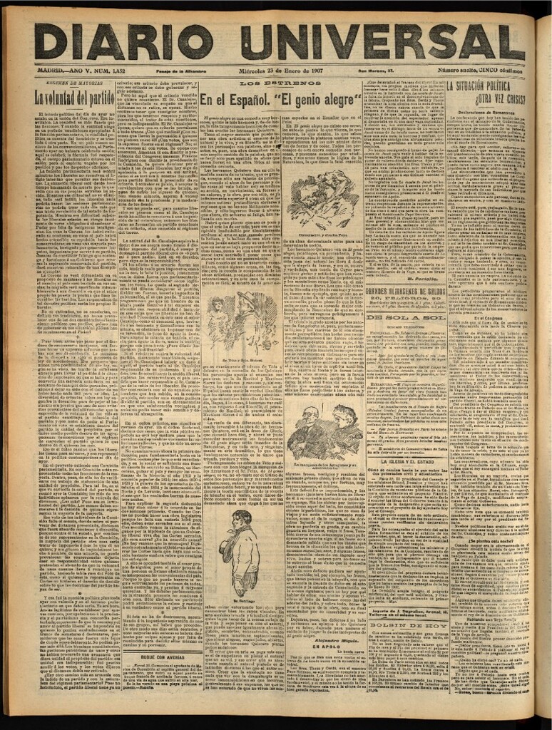Miniatura de Diario Universal del 23 de enero de 1907, edición de noche