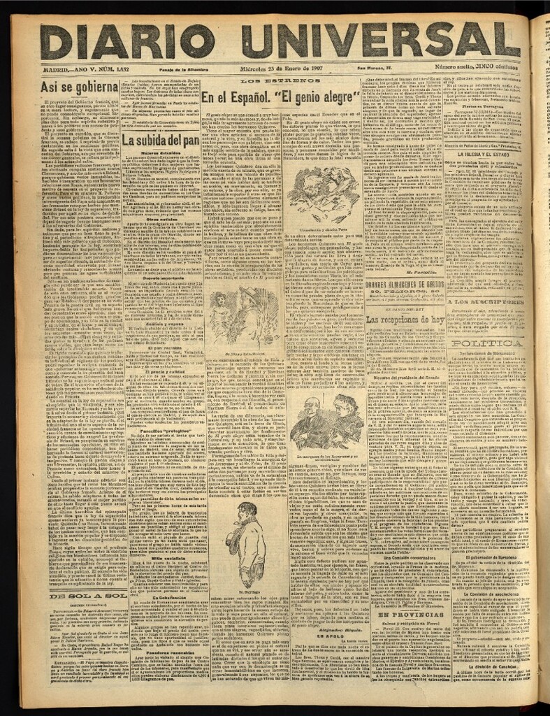 Miniatura de Diario Universal del 23 de enero de 1907, edición de tarde