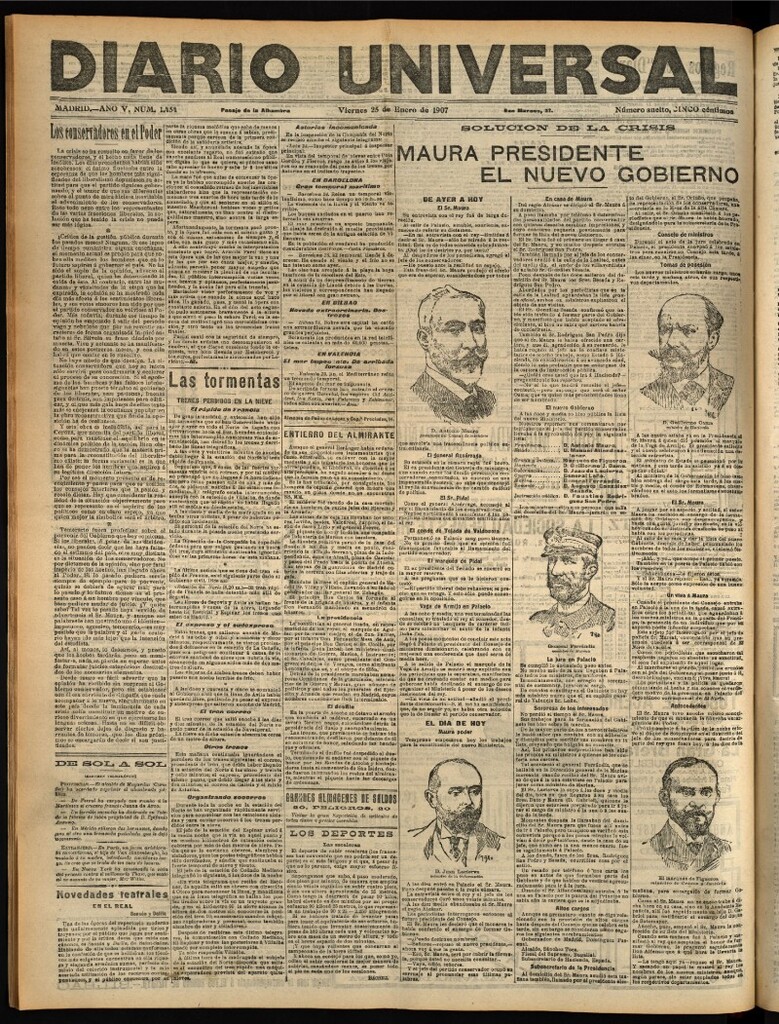 Miniatura de Diario Universal del 25 de enero de 1907, edición de noche
