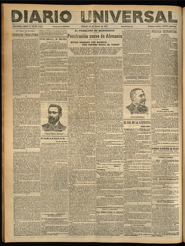 Miniatura de Diario Universal del 26 de enero de 1907, edición de noche