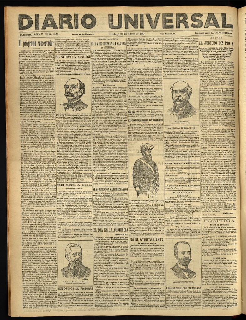 Miniatura de Diario Universal del 27 de enero de 1907, edición de tarde