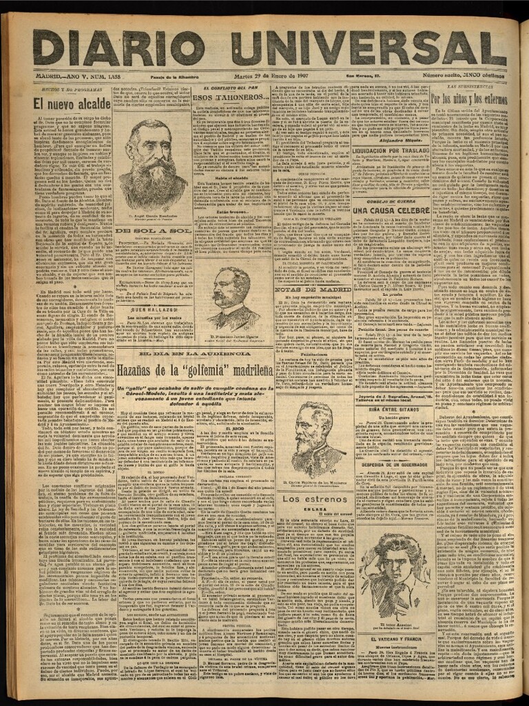 Miniatura de Diario Universal del 29 de enero de 1907, edición de noche