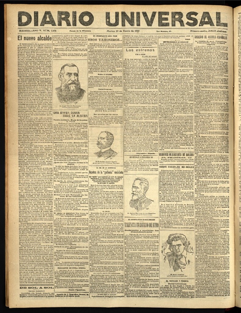 Miniatura de Diario Universal del 29 de enero de 1907, edición de tarde