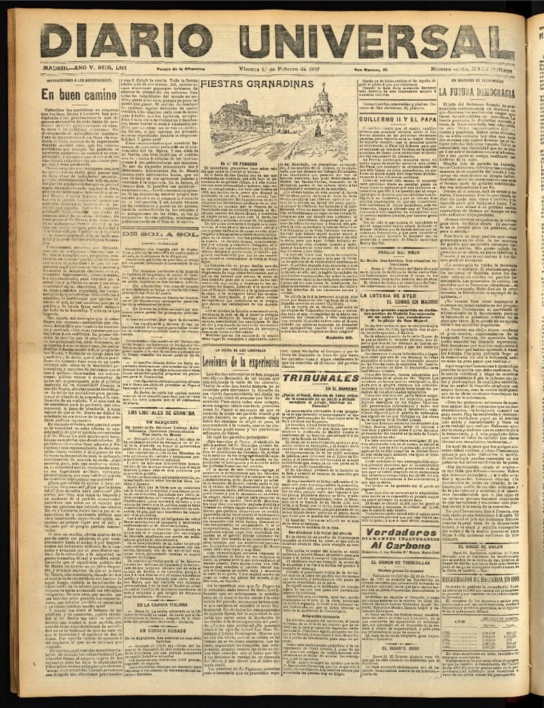 Miniatura de Diario Universal del 1 de febrero de 1907, edición de tarde