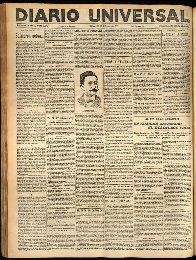 Miniatura de Diario Universal del 16 de febrero de 1907, edición de noche