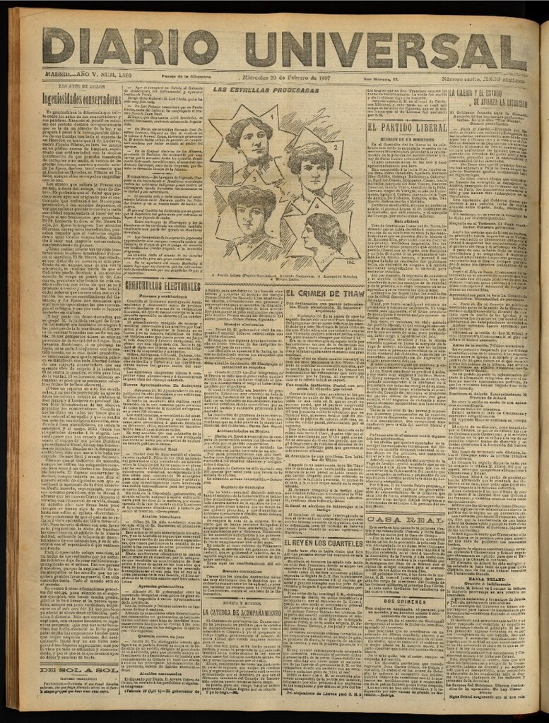 Miniatura de Diario Universal del 20 de febrero de 1907, edición de tarde